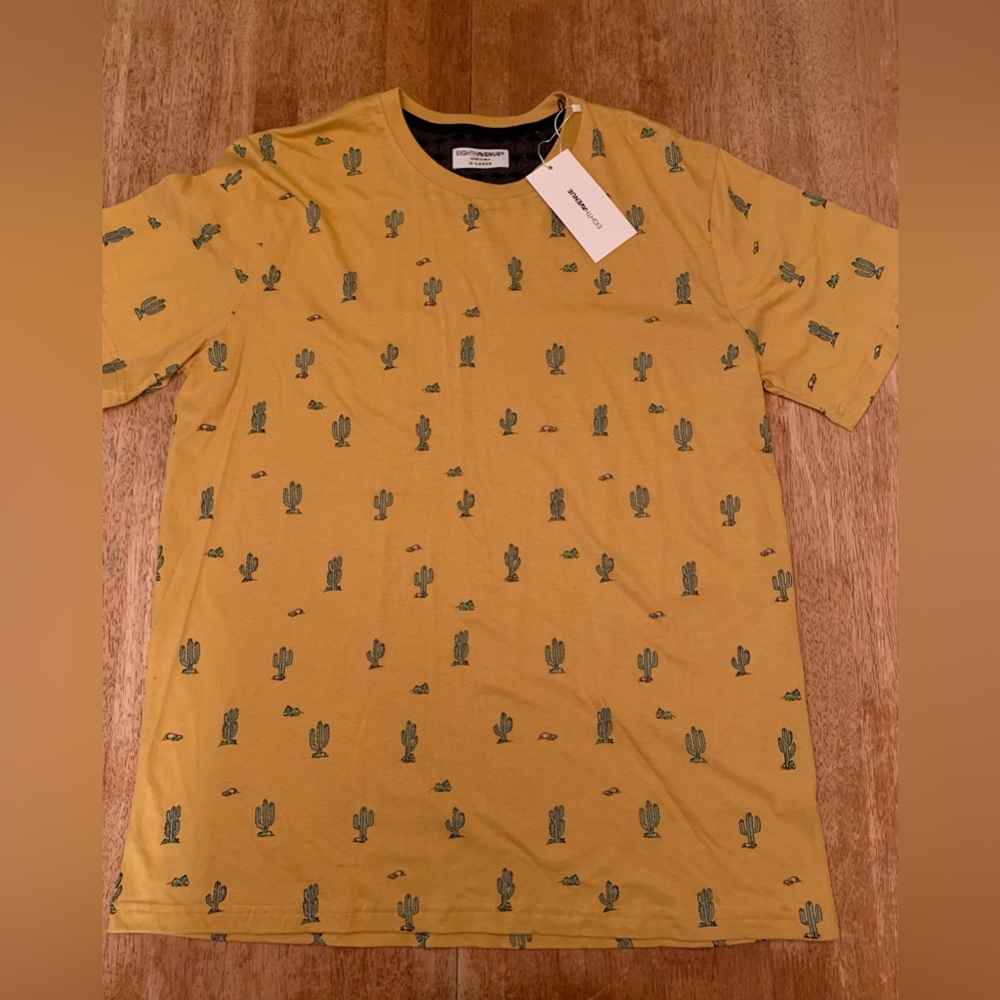 Eighth Avenue mustard yellow Cactus Print Short Sleeve Tee